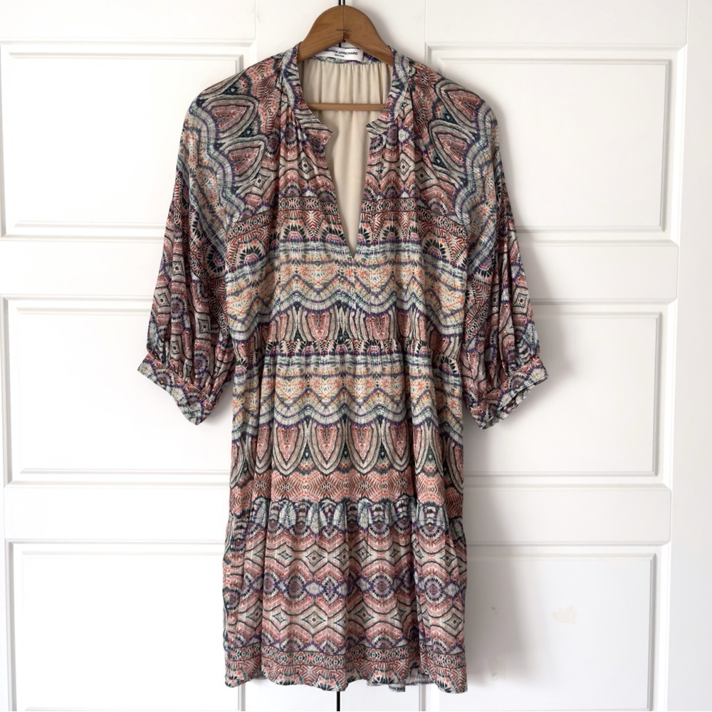 Amanda Uprichard Boho Puff Sleeve Dress Womens Large Diego Babydoll Lined Knee